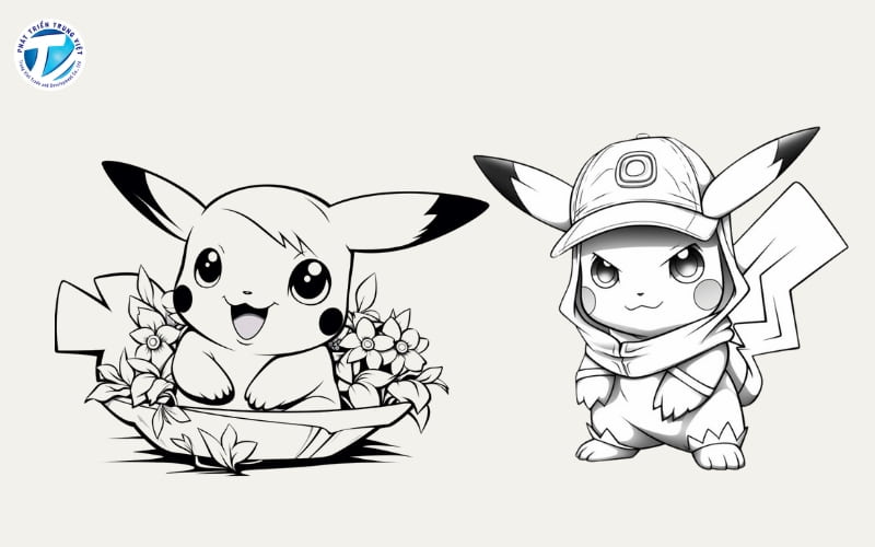 Tranh tô màu cho bé chủ đề nhân vật Pikachu